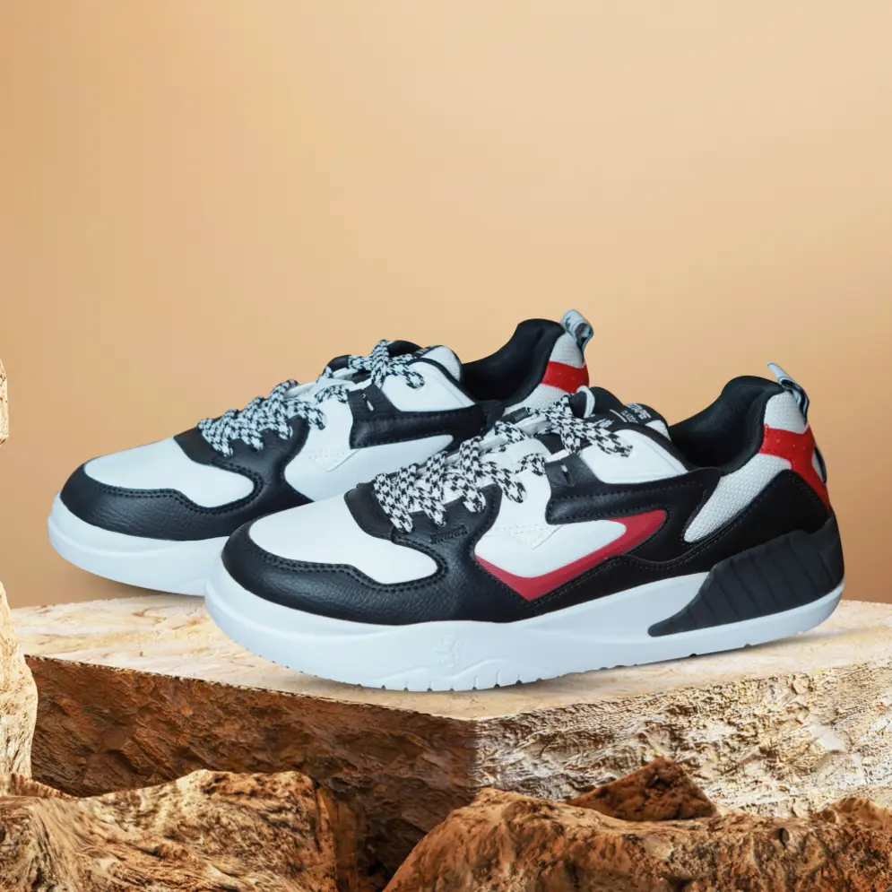 Redtape Sneakers for Men। White-Black and Red Edition