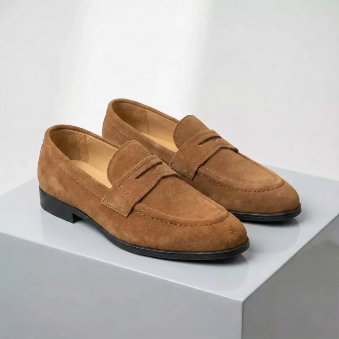 G Leather Premium Suede Leather Penny Loafer Casual Shoe – Brown