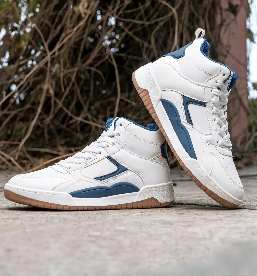 Redtape High-Neck Sneakers | white -Navy blue Premium Edition